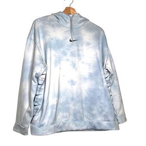 Nike Blue Tie Dye Pullover Hoodie Logos Size Large Pockets